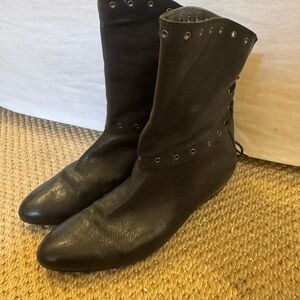 Stuart Weitzman Black Leather Booties size 8.5. Retail $425. Lace up. Excellent